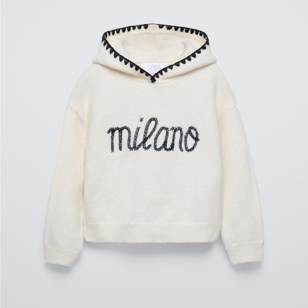 ZARA Girls Milano Embroidered Hoodie – Size 11/12 (152 cm)
